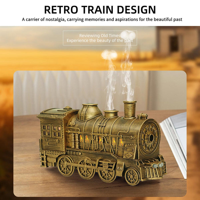 train shape essential oil diffuser humidifier with dual-color led light