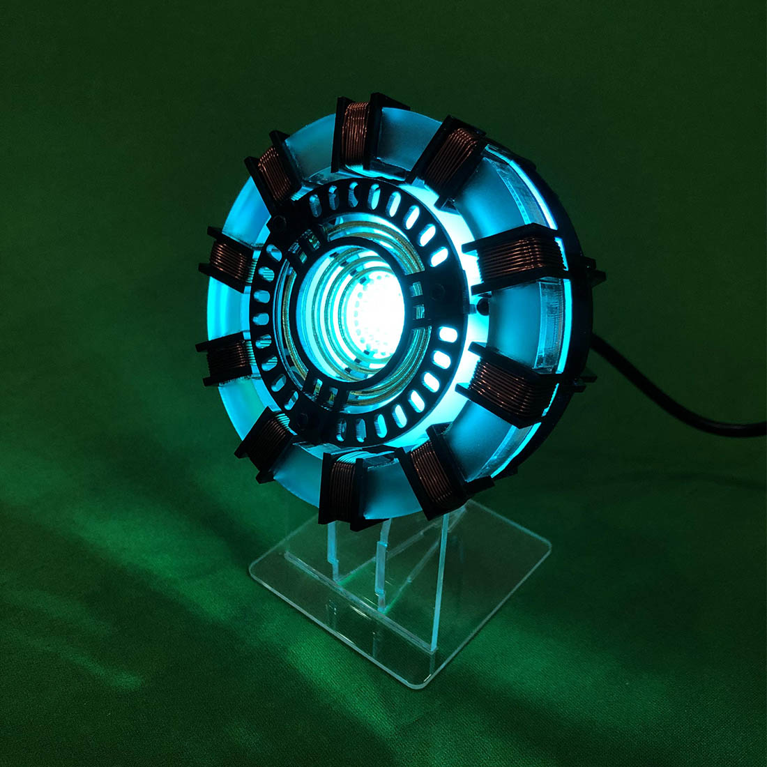 tony mk1 arc reactor model assembly kit with usb power cable & light
