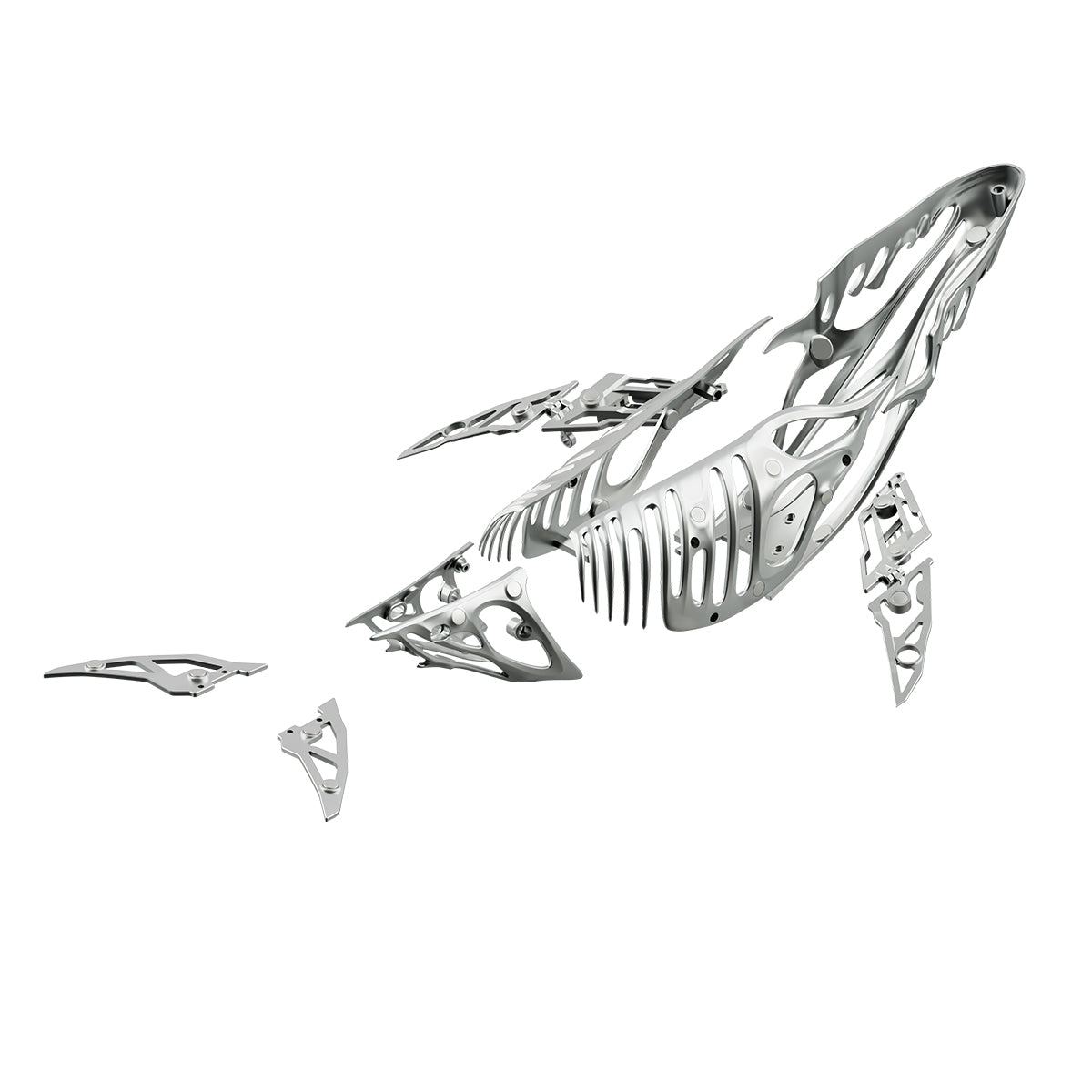 3d metal mechanical humpback whale model kit– diy marine creature assembly puzzle toy