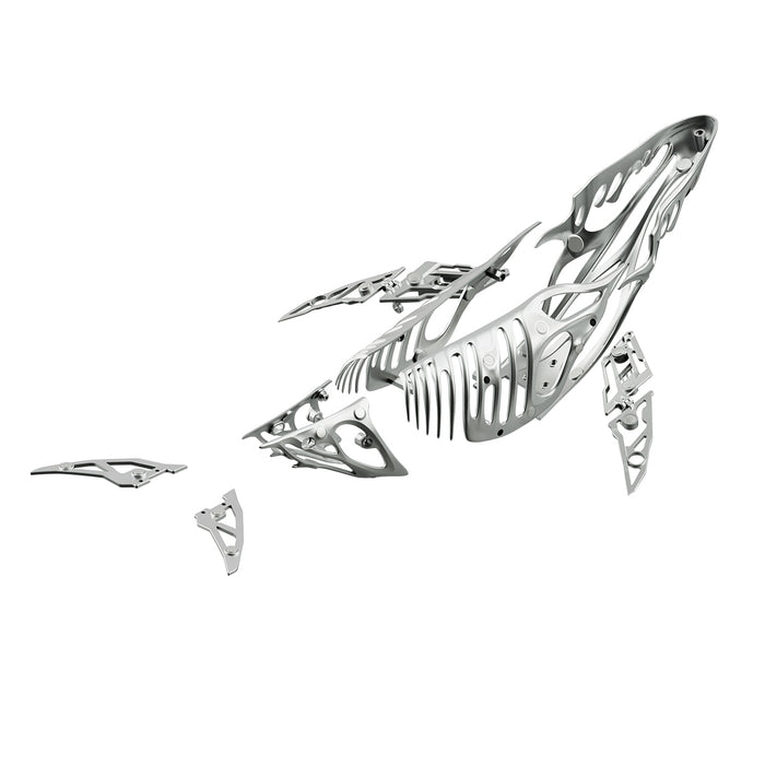 3d metal mechanical humpback whale model kit– diy marine creature assembly puzzle toy