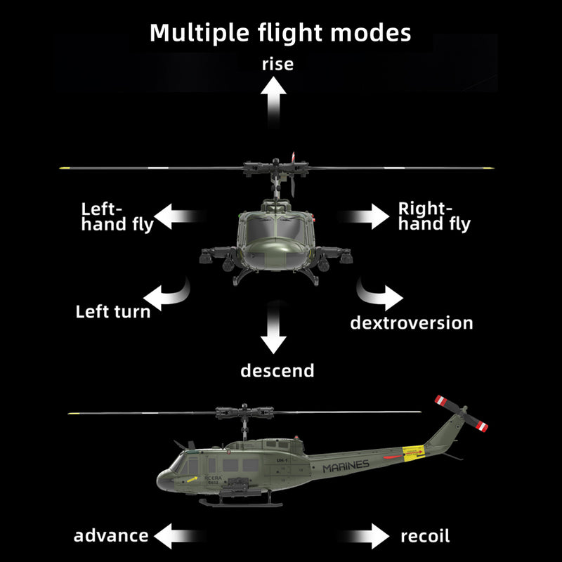 c032 1/48 scale uh-1 huey 2.4g 6ch flybarless rc hlicopter model