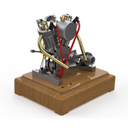 MUSA Hoglet V-twin Engine Mini 4-Stroke V2 Gasoline Engine Internal Combustion Model Realistic Motorcycle Kickstart (RTR Version/Silver)-EngineDIY