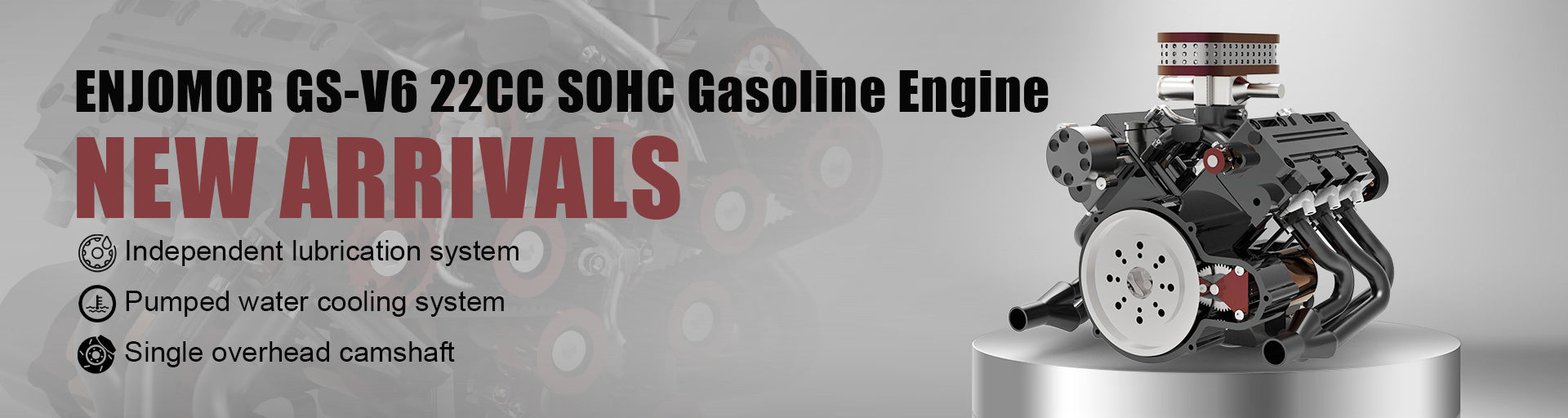 ENJOMOR GS-V6 22CC SOHC Four-stroke V-shaped six-cylinder Water-cooled Electric Gasoline Internal Combustion Engine Model