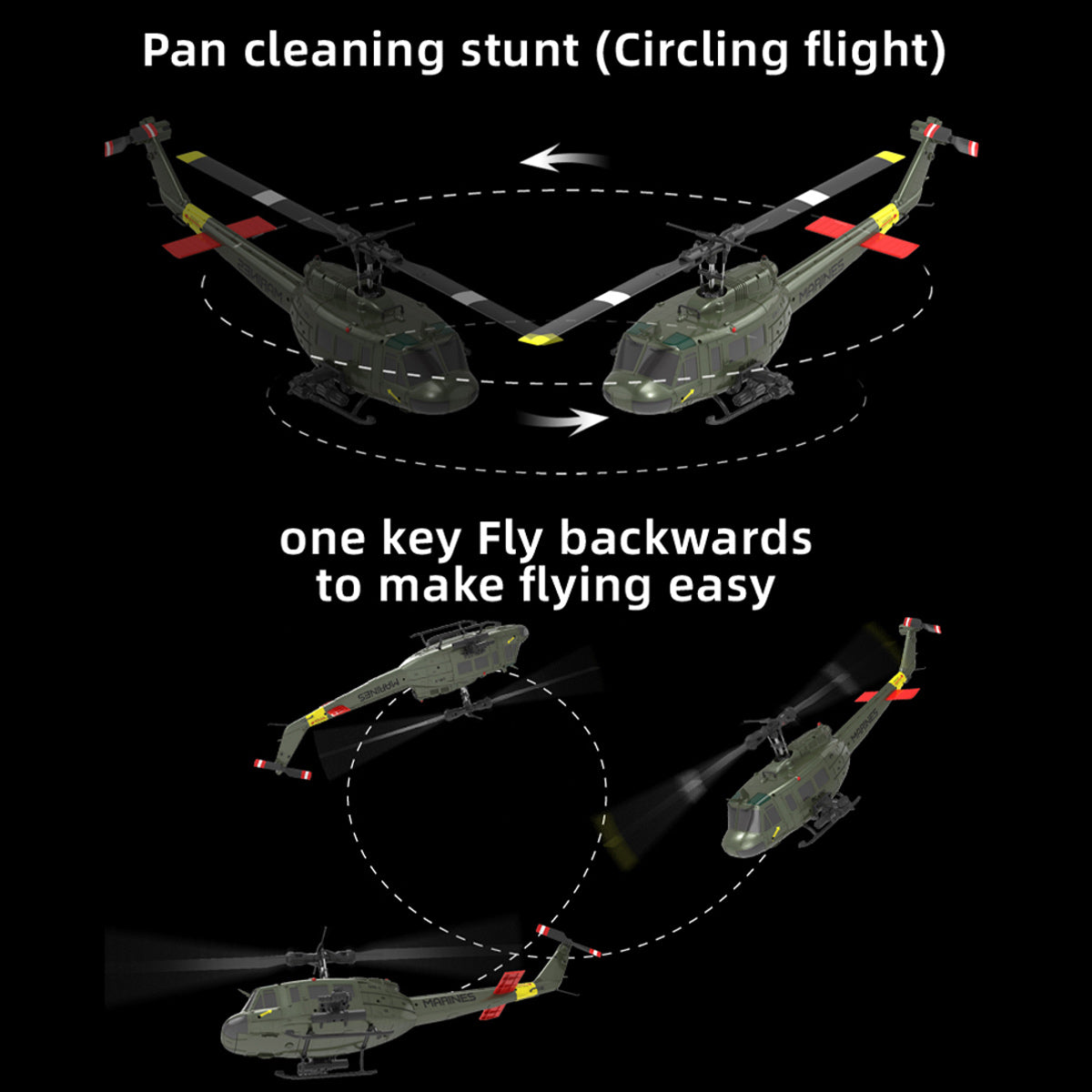 c032 1/48 scale uh-1 huey 2.4g 6ch flybarless rc hlicopter model