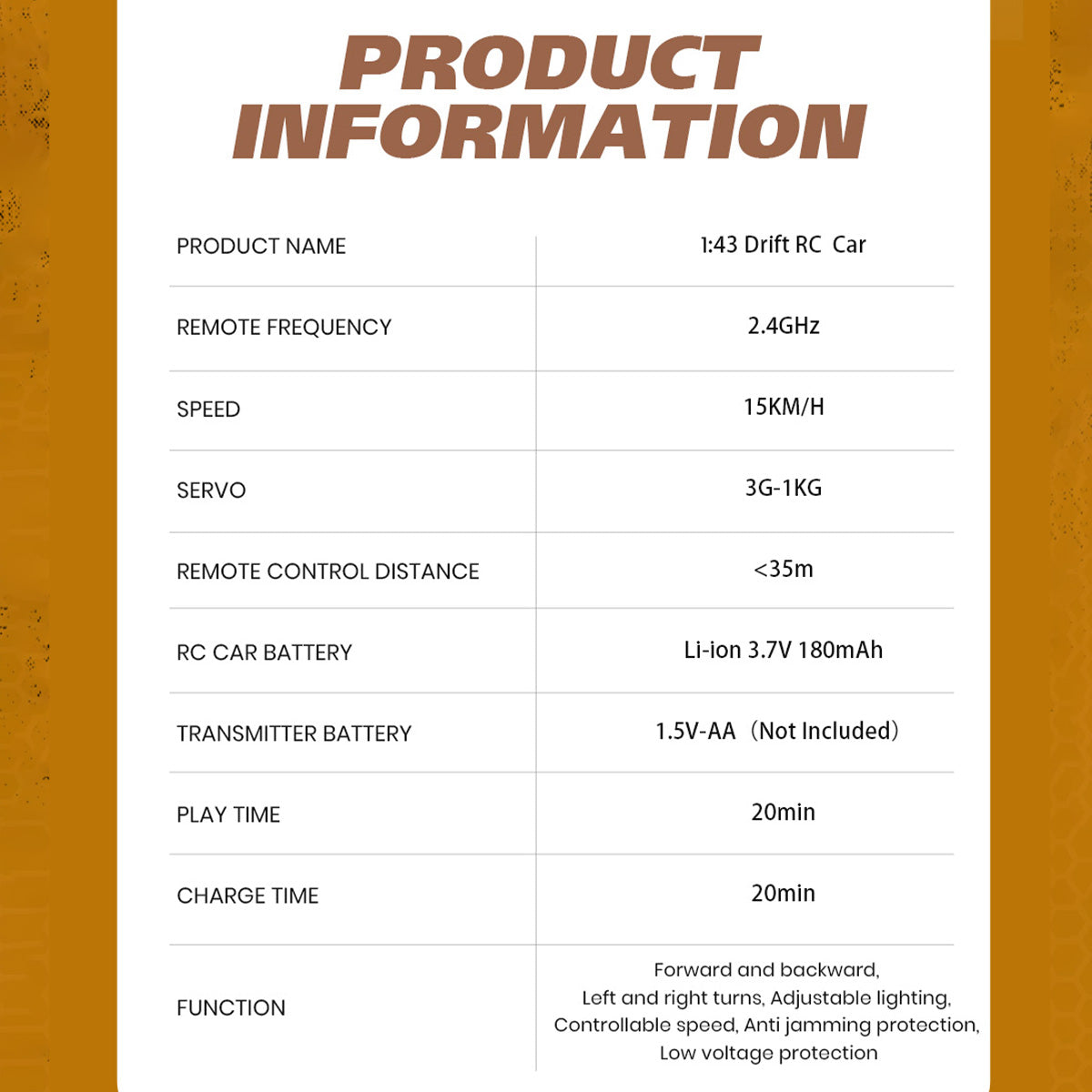 1/43 scale 2.4g full-proportional mini electric rc drift racing car model with led lights