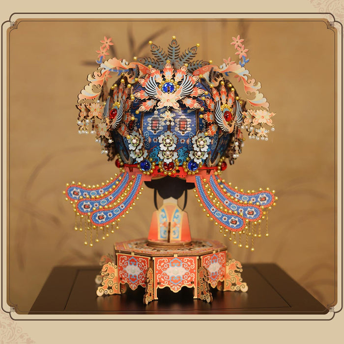 wooden diy phoenix crown music box model kit christmas desk decor