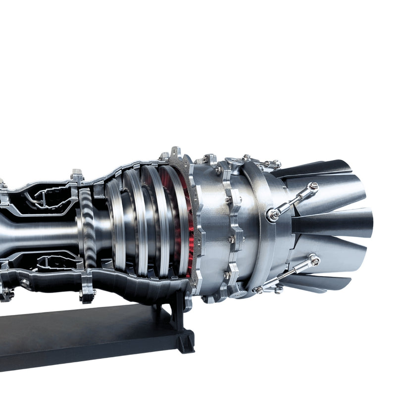 1/10 scale working aircraft turbofan engine model with adjustable rotation and led tail light