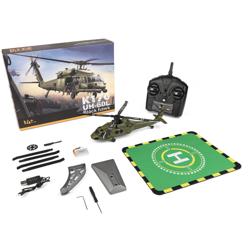 WL K170 Black Hawk UH-60L 170 Size 2.4G 4CH Flybarless RC Helicopter with Adjustable Left and right Hand Throttle (RTF Version)