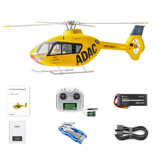 flywing ec135 470 class rc helicopter detachable propellers adac 6ch 2.4g with h1 flight controller & gps