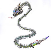 3d metal mechanical spiky blue-green snake assembly model kit