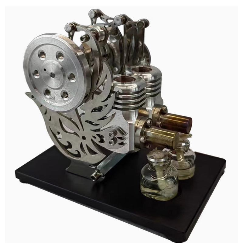 Pigeon-Style Dual-Cylinder Dual-Piston Hot Air Stirling Engine Model Educational Toy - EngineDIY