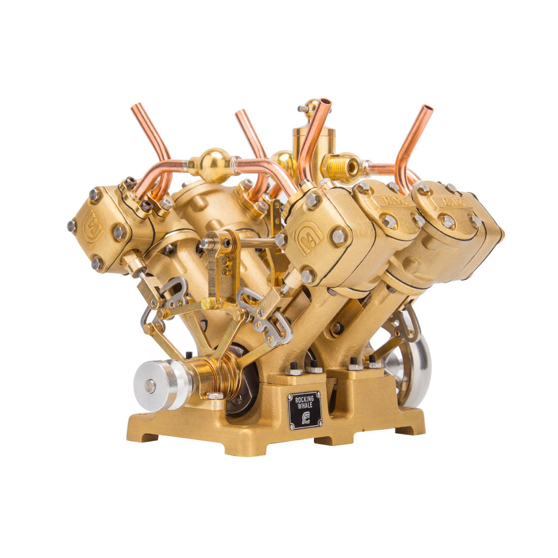 RW-V4 Mini V-Shape 4-Cylinder Reciprocating Steam Engine Model - EngineDIY