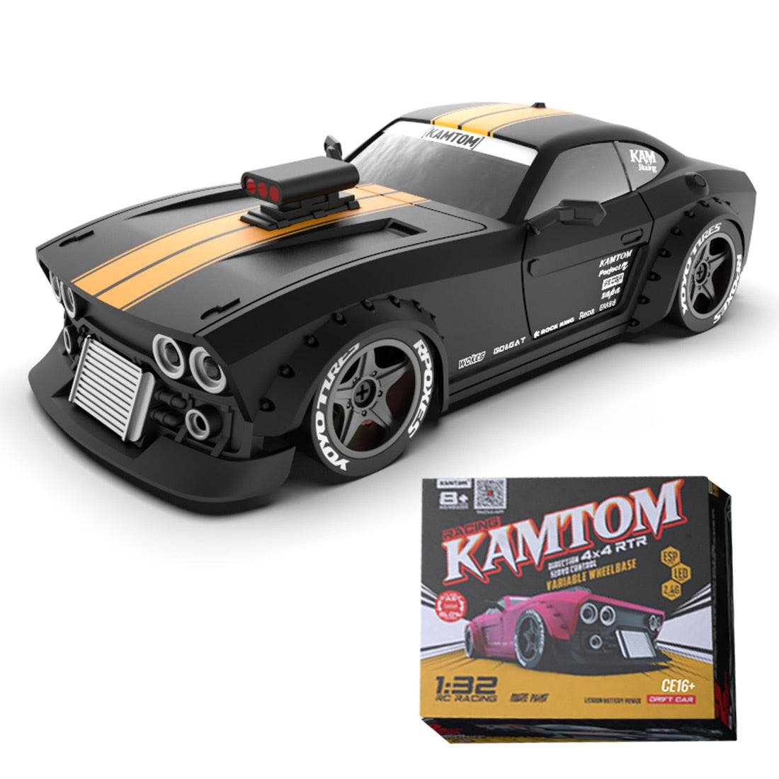 1/32 Scale 2.4G 4WD RC Drift Car with LED Headlights