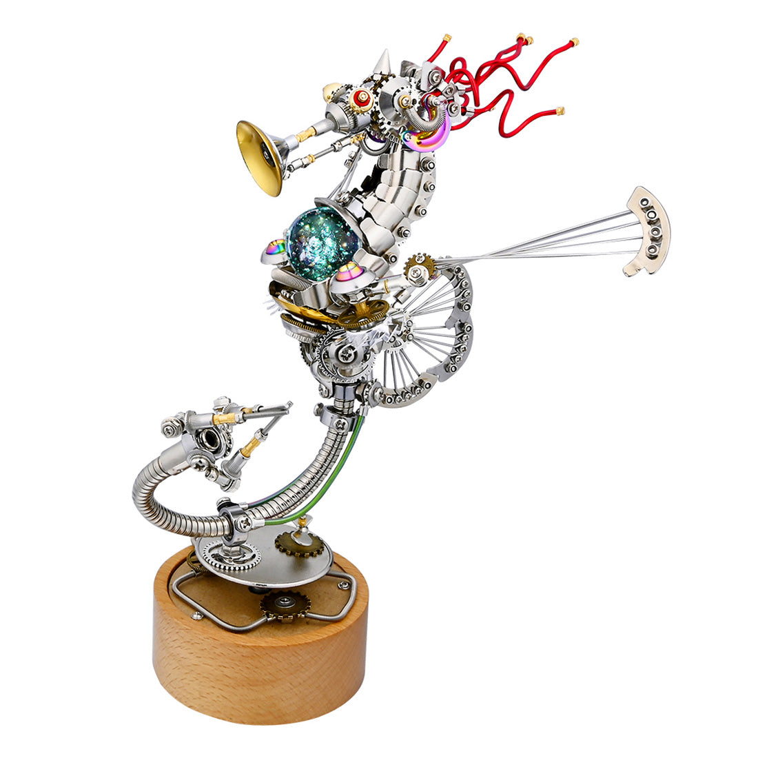 3D Metal Steampunk Seahorse Music Box Assembly Model Kit - EngineDIY
