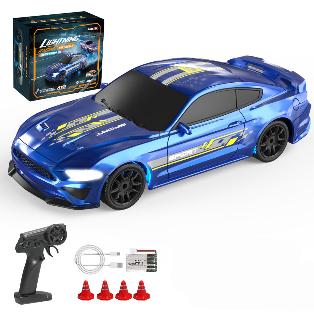 1/43 scale 2.4g full-proportional mini electric rc drift racing car model with led lights
