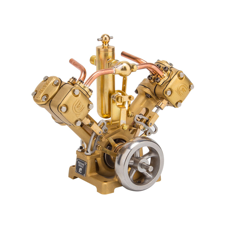 rw-v2 mini v-shape double cylinder steam engine model