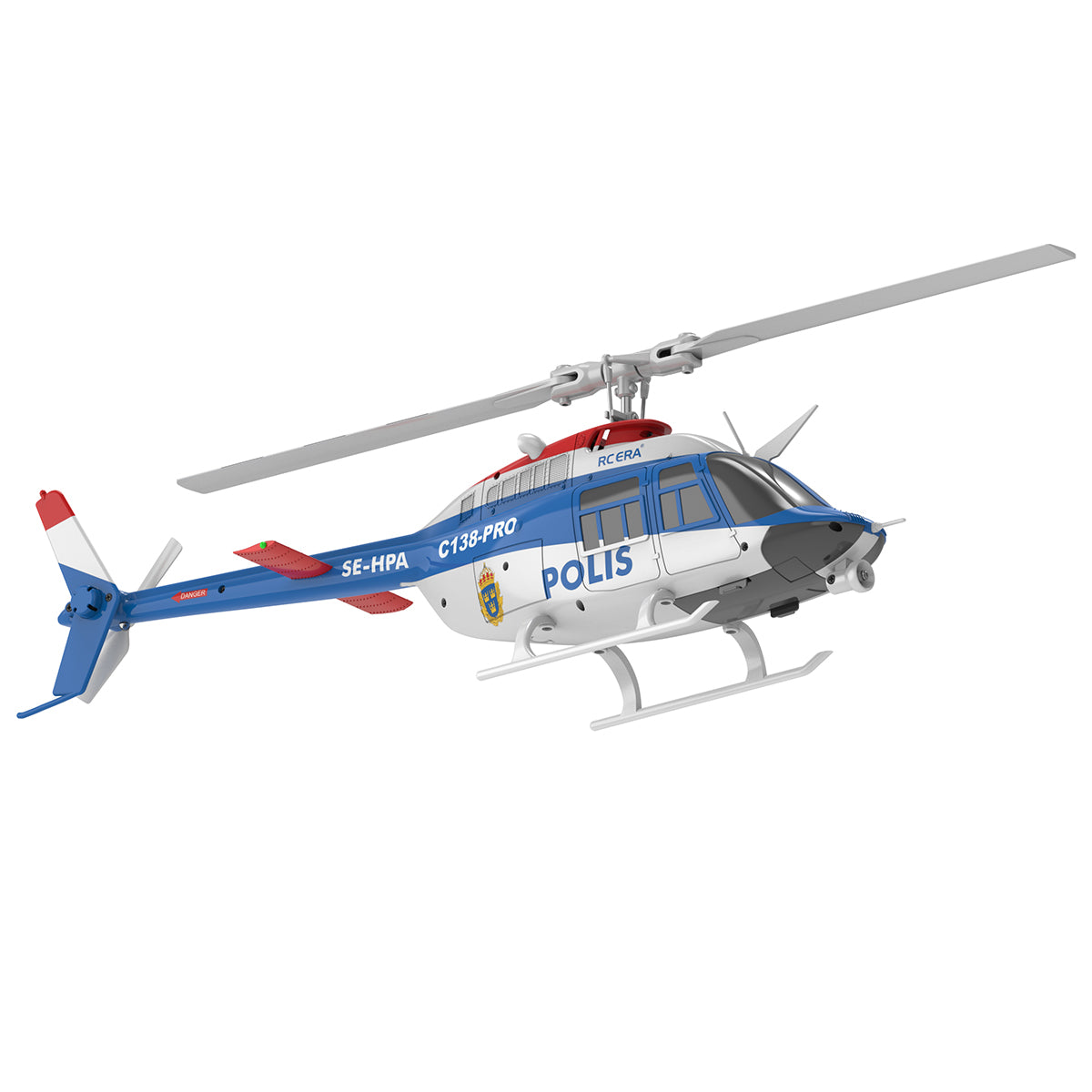 rc era c138pro 1/33 scale bell 206 2.4g 6ch flybarless single-rotor rc helicopter model with one-touch inverted flight (rtf version/police livery)
