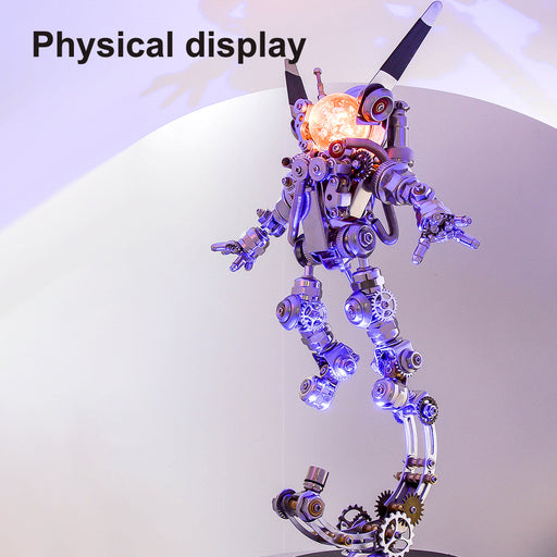 3D DIY Assembly Metal Mechanical Aerospace Rabbit with Lights & Stand Model Sci-fi Punk Toy Set -500CS