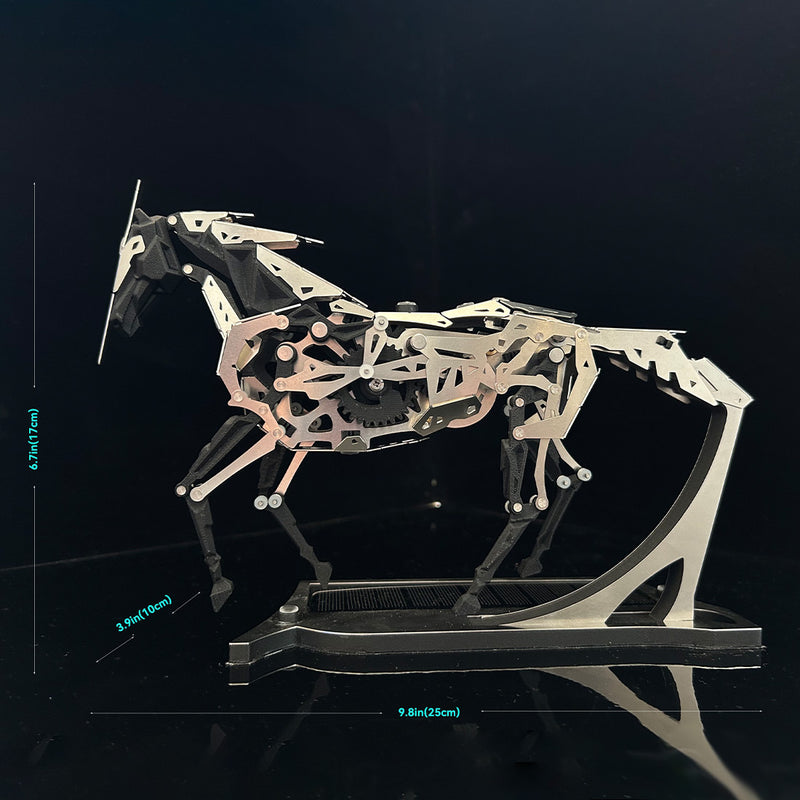 3d metal puzzle solar-powered bionic mechanical horse model kit-diy industrial desktop art sculpture