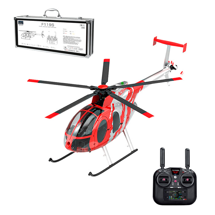 YU XIANG F119S MD500 1/16 Scale 250-Class RC Little Bird Helicopter – Flybarless 2.4G 9CH RTF Model with 6G/3D Flight Modes - EngineDIY