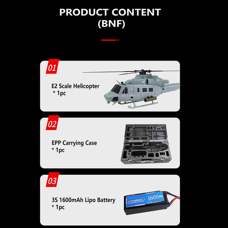 goosky e2 uh-1y 2.4g rc 6ch dual brushless direct drive scale aerobatic gts flight control helicopter model