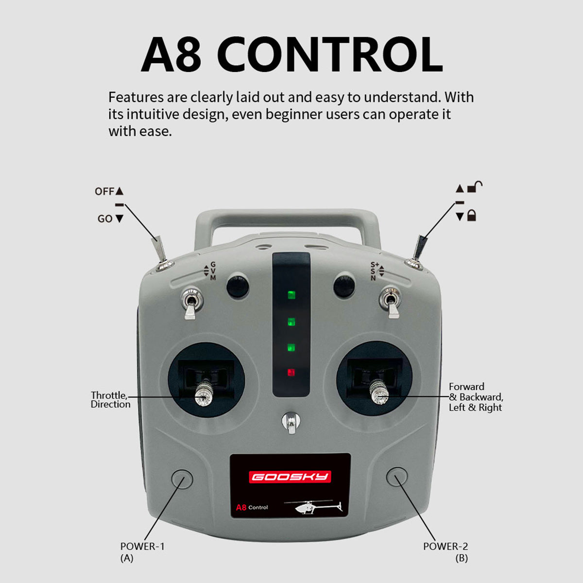 goosky e2 uh-1y 2.4g 6ch dual brushless direct drive rc rescue simulation helicopter model with lidar positioning