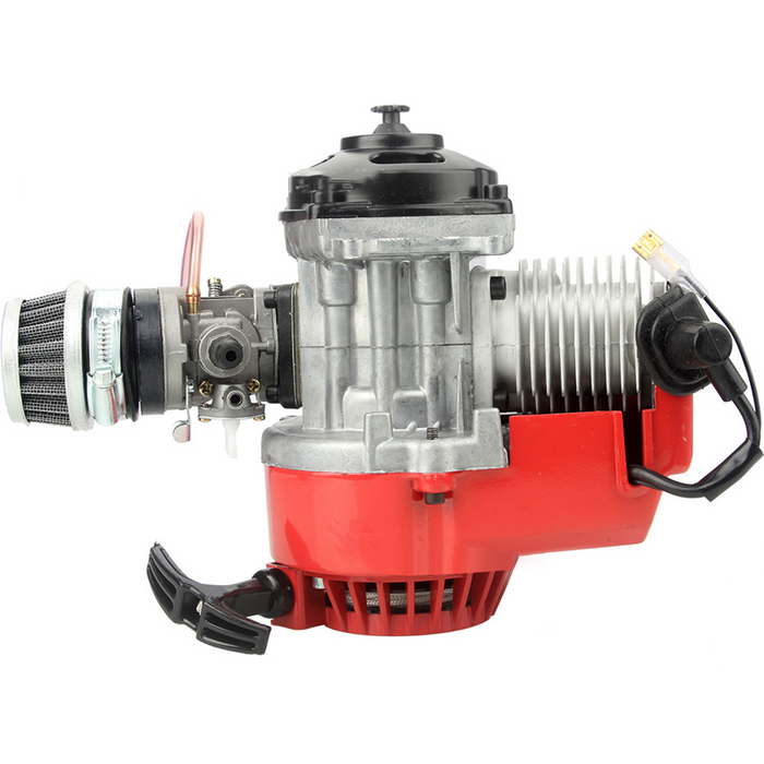 47CC Mini 2-Stroke Single Cylinder Pull-Start Gasoline Internal Combustion Engine for Beach Motorcycle/Assistive Bicycle Modification (RTR Version/Red)