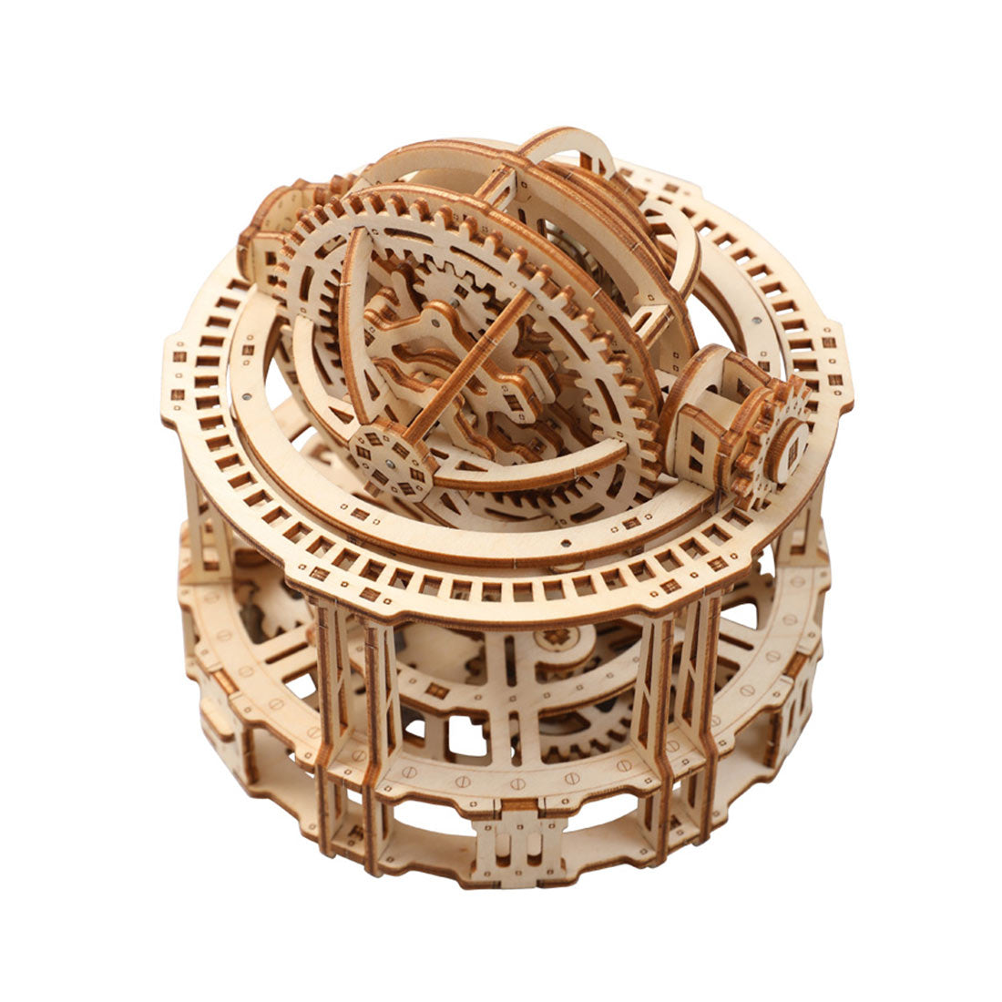 wooden tourbillon timer 3d assembly model kit with mechanical transmission