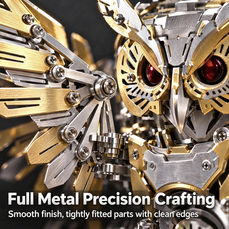 3d metal steampunk owl model kit with flapping wings