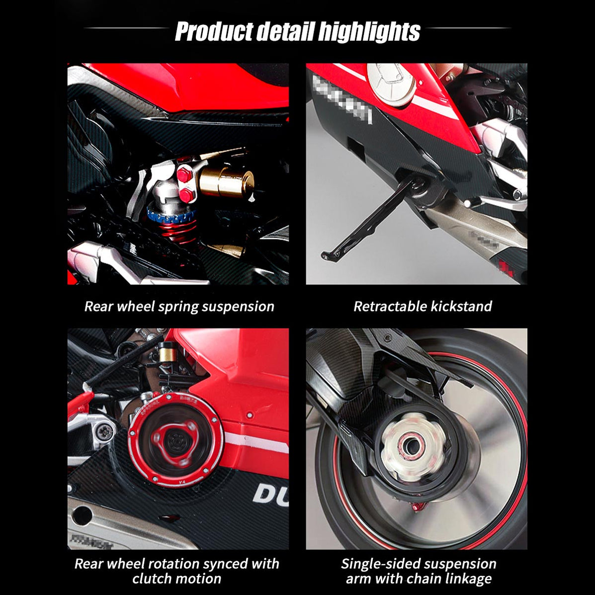 1/7 Scale Alloy Dynamic Motorcycle Model V4 Top Edition with Ignition ...