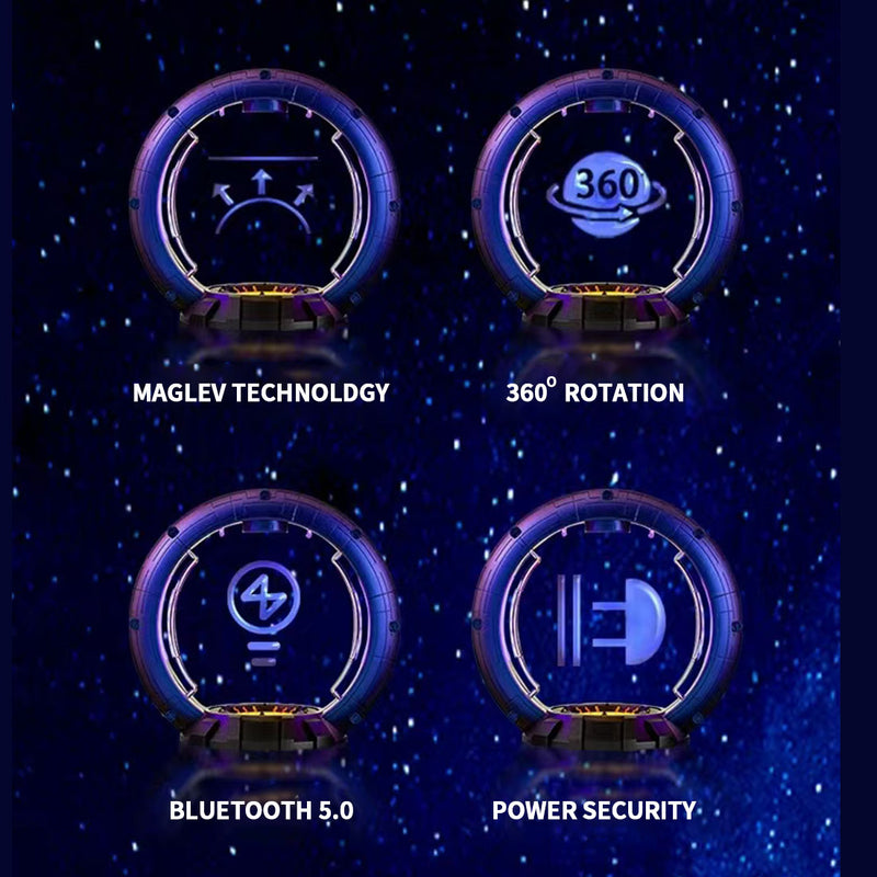 magnetic levitation bluetooth speaker 360°rotation with led light creative audio device
