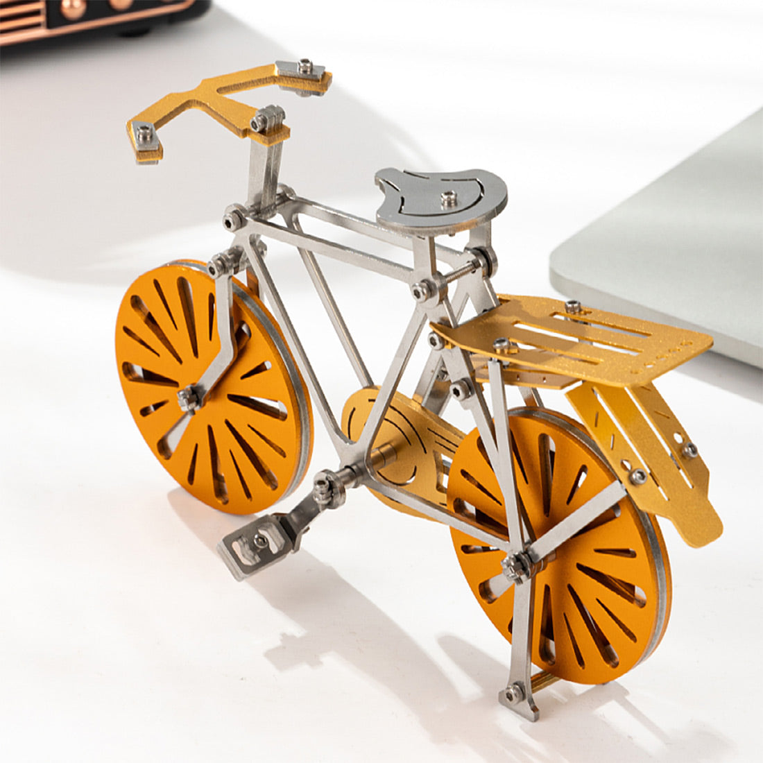 3d metal puzzle bike diy mechanical assembly model kit – stainless steel bicycle, desktop collectible craft for mechanical enthusiasts (105+pcs)