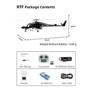 flywing bell 222 airwolf 2.4g 6ch 470-class rc military helicopter model with retractable landing gear, ace flight controller, gps positioning & m1 and m2 stick-mode (rtf)