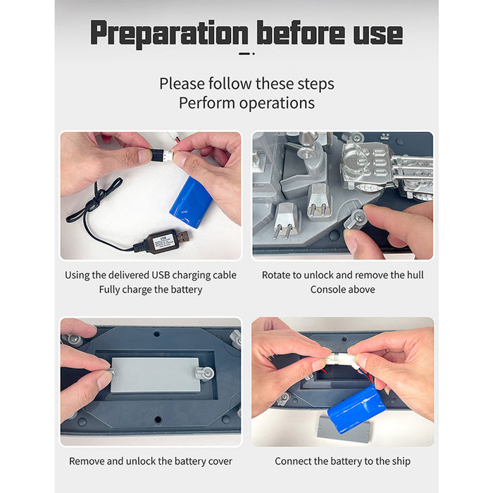 lhd-881 1/390 2.4g rc electric high-frequency twin-engine battleship model