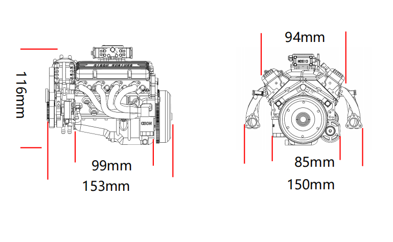 CISON Small-block 44CC 1/6 Scale Water-Cooled OHV 4-Stroke V8 Gas Engine Internal Combustion Engine - Build Your Own V8 Engine that Works - EngineDIY