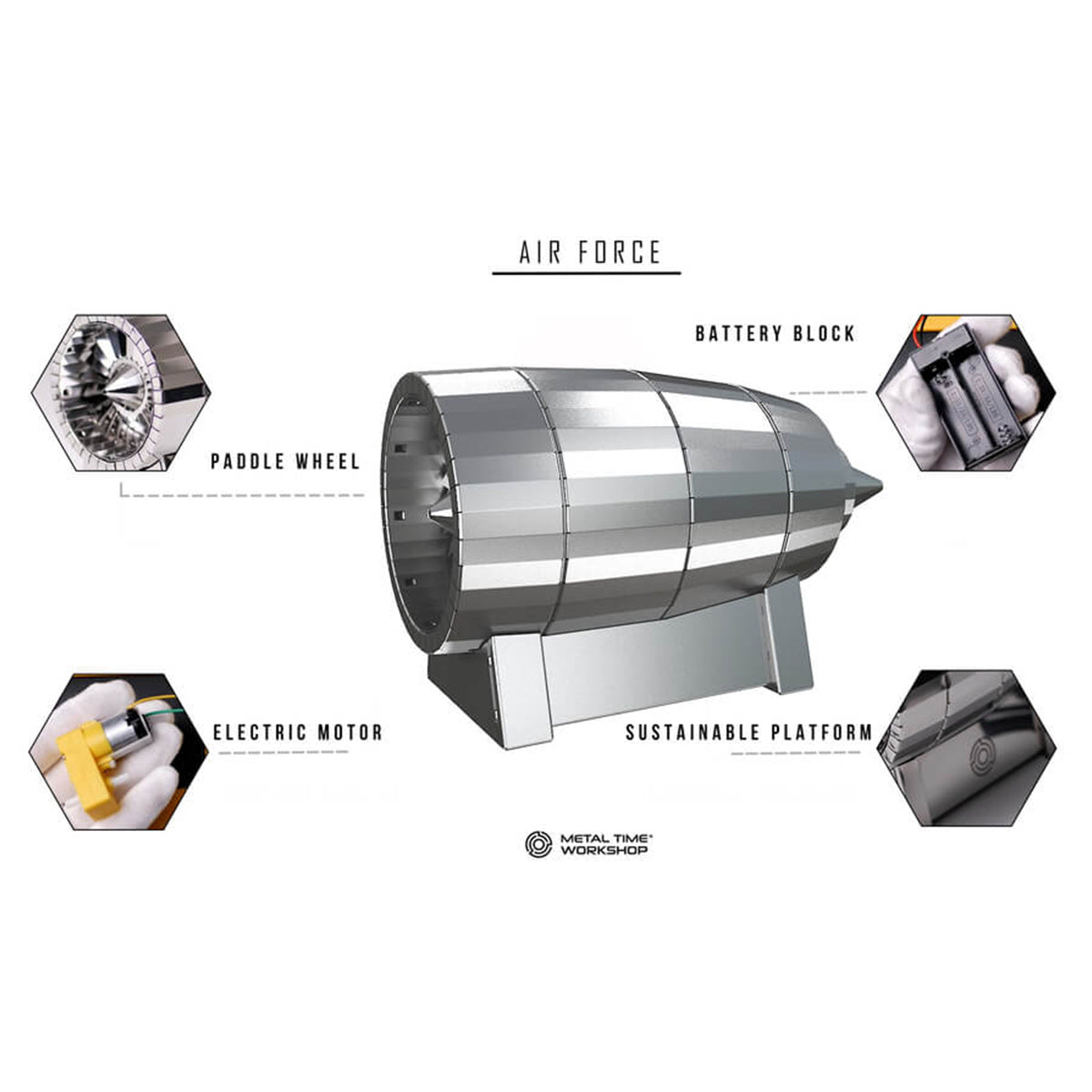 air force jet turbine 3D metal aircraft turbine model kit, collectible desktop display for aviation lovers-58pcs