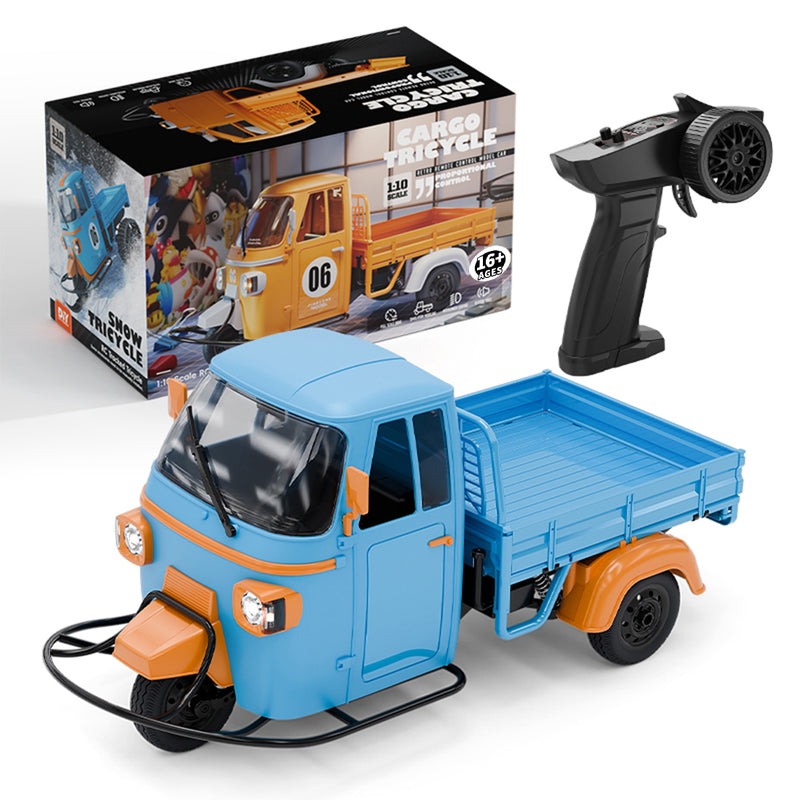 1/10 Scale 2.4G Full-Proportional RC Three-Wheeler with Real Sound, Lights & Gears - EngineDIY