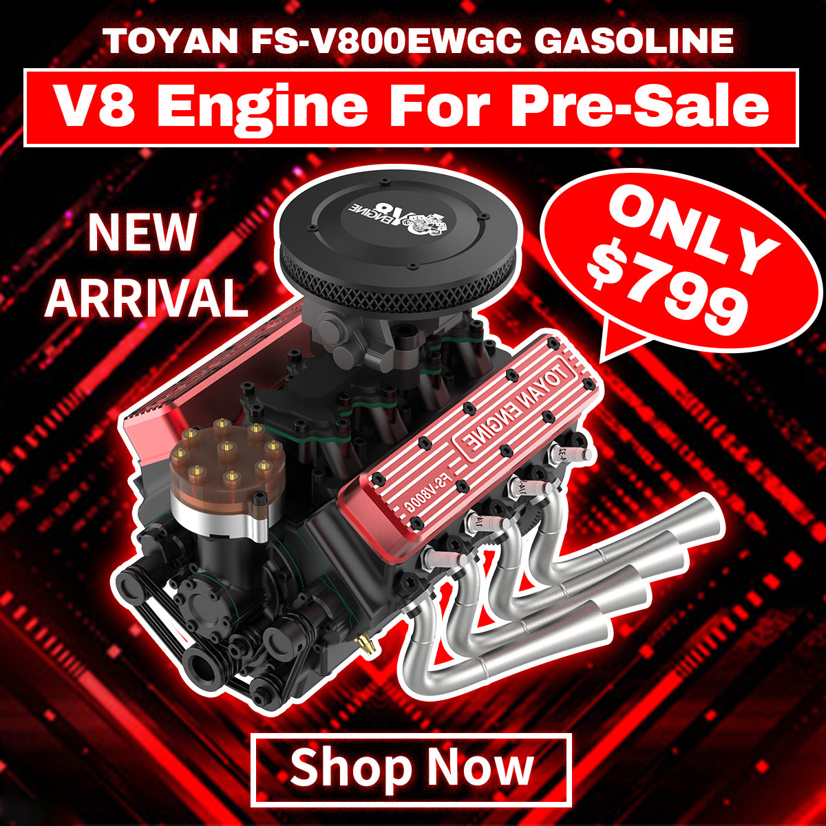 Kit de démarrage pour moteur essence V8 TOYAN FS-V800WGPC