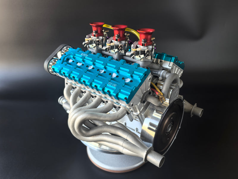RUIFEIYA 1/4 Scale V12 Gas Engine Model - 180cc DOHC 48-Valve 4-Stroke V12 Water-Cooled Gasoline Internal Combustion Engine