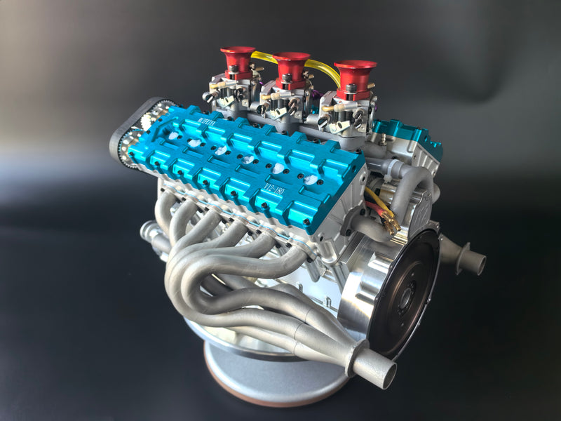 RUIFEIYA 1/4 Scale V12 Gas Engine Model - 180cc DOHC 48-Valve 4-Stroke V12 Water-Cooled Gasoline Internal Combustion Engine