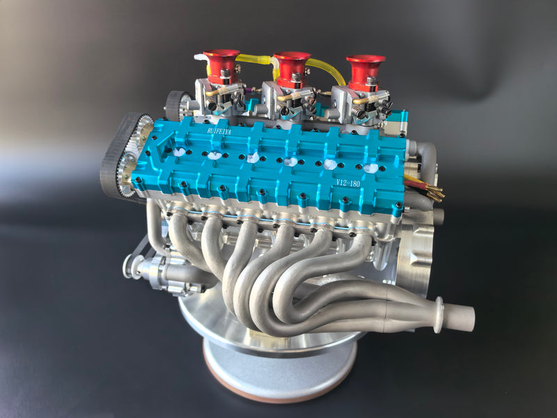 RUIFEIYA 1/4 Scale V12 Gas Engine Model - 180cc DOHC 48-Valve 4-Stroke V12 Water-Cooled Gasoline Internal Combustion Engine