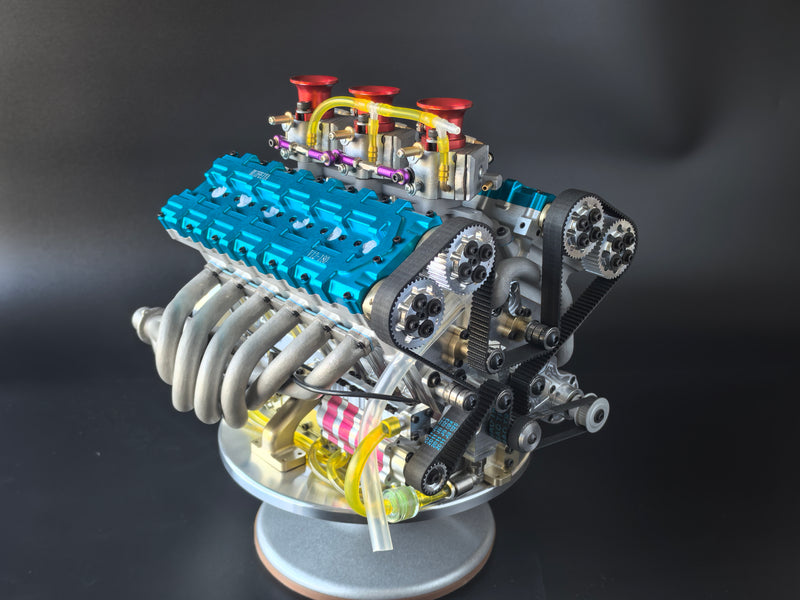 RUIFEIYA 1/4 Scale V12 Gas Engine Model - 180cc DOHC 48-Valve 4-Stroke V12 Water-Cooled Gasoline Internal Combustion Engine
