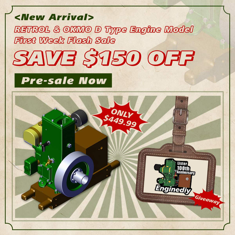 RETROL & OKMO D Type Stationary Miniature Gasoline Internal Combustion Engine Model Centennial Anniversary Edition