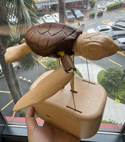 handcrafted wooden sea turtle dynamic model- desktop stress relief display