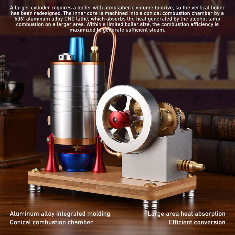 Retro All-metal Vertical Twin-Cylinder Steam Engine Model with Dynamic Balanced Crankshaft RTR STEM Model - EngineDIY