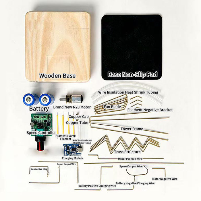 DIY Metal Industrial-Style Windmill Lamp Model Kit - Rotatable Creative Desktop Lamp - EngineDIY