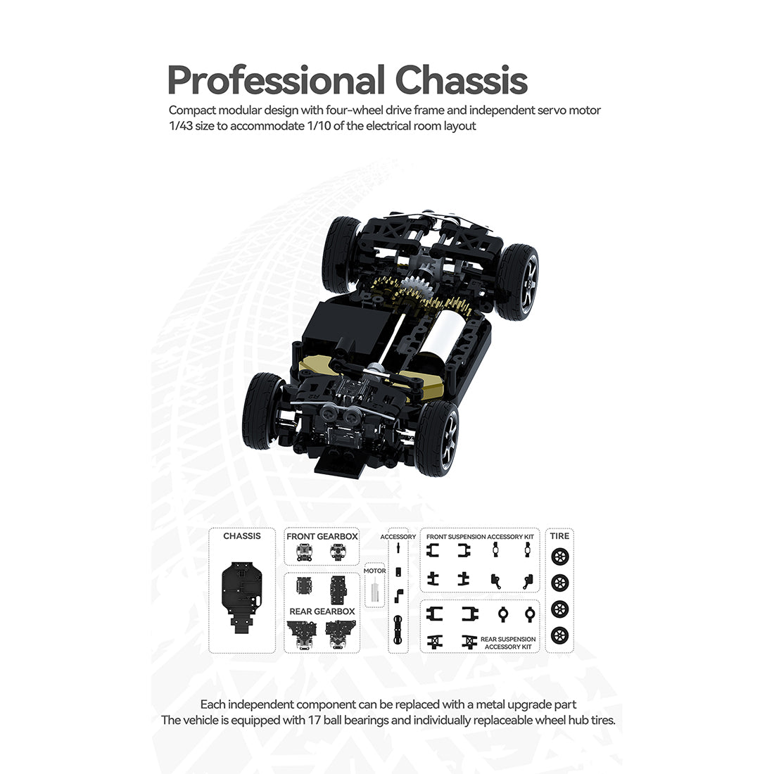 1/43 Scale 4WD RC Drift Car – Full-Proportional Control, Independent S ...