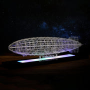 1/453 scale hindenburg zeppelin acrylic frame model kit, transparent assembly model with display case and led base, aviation history diy desktop craft