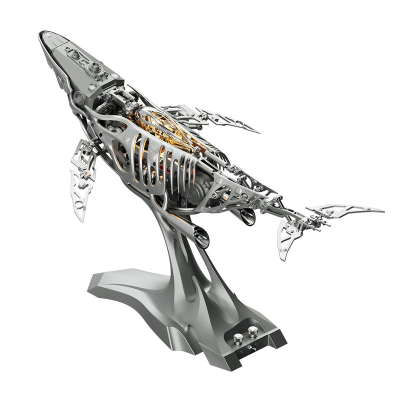 3d metal mechanical humpback whale model kit– diy marine creature assembly puzzle toy