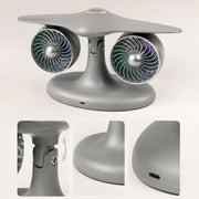 dual turbo jet engine desktop fan with usb, led lights and 3-speed quiet cooling for home office